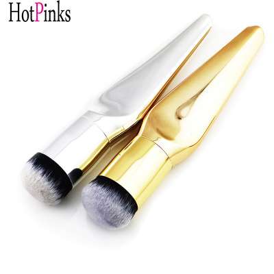 Custom Big Single Flat Head Gold Silver Cosmetics Makeup Foundation Brush Factory Wholesale Shenzhen